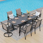 PHI VILLA 7 PCS Outdoor Dining Set, 2 Swivel & 4 Stable Patio Chairs and by PHIVILLAThepioneerofcomfortablehouseholdsupplies