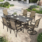 PHI VILLA Outdoor Dining Set for 6 Person, Expandable Table for 6-8 Person and by PHIVILLAThepioneerofcomfortablehouseholdsupplies