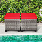 Tangkula 2 Pieces Patio Rattan Ottomans, Outdoor Wicker Footstool Footrest Seat - Image 4