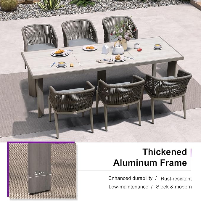 PURPLE LEAF 13 Pieces Outdoor Dining Set Patio Table and Chairs Set Aluminum - Image 4