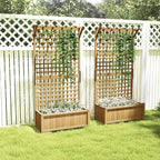 Outsunny Wood Planter with Trellis, Raised Garden Bed - Image 9