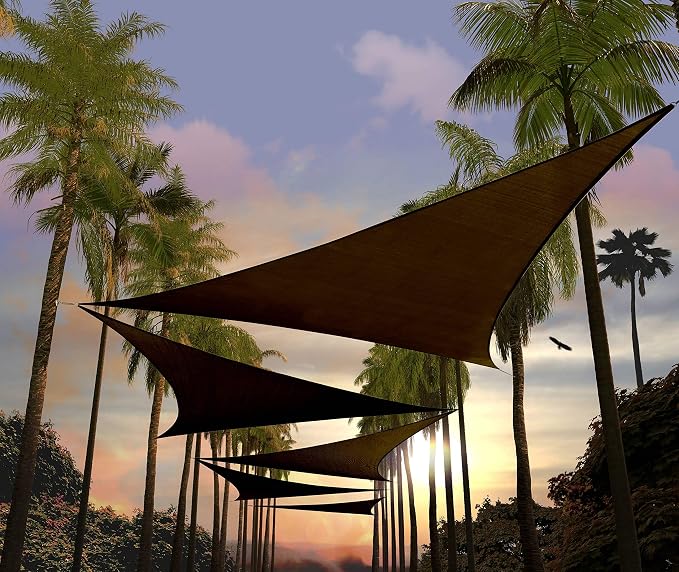 Amgo Custom Size 7' x 7' x 7' Brown Triangle Sun Shade Sail UPF50+ AGTAPRT12 by Amgo