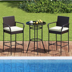Tangkula 3 Piece Outdoor Bar Set, Patio Rattan Heavy Duty Bar Height Glass Top - Image 4