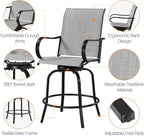 Yaheetech Patio Swivel Barstools Outdoor Chairs Set of 4, High Bistro Stools - Image 5
