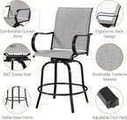Yaheetech Patio Swivel Barstools Outdoor Chairs Set of 6, High Bistro Stools - Image 5