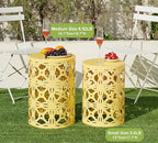 HFHOME Set of 3 Metal Outdoor Side Table, Nesting Round Coffee Table - Image 4
