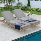HOMREST Outdoor Chaise Lounge Chair Set of 2, Rattan Pool Sunbathing Recliner - Image 7
