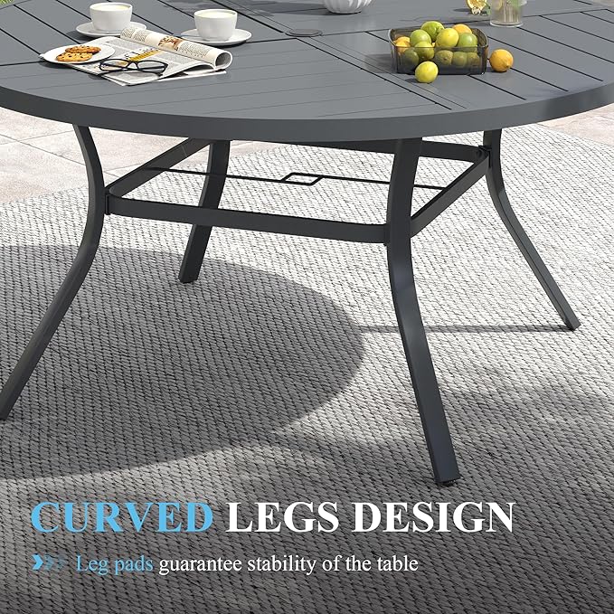 VICLLAX Patio Table and Chair Set of 6, All Weather Metal Round Outdoor Dining - Image 6