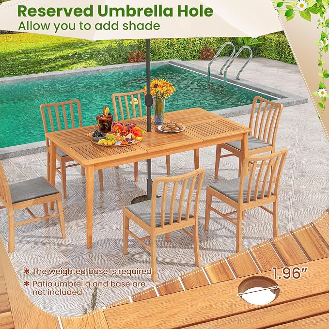 Tangkula 7 Piece Wood Outdoor Dining Set - Image 5
