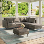 LAUSAINT HOME Outdoor Patio Furniture, 6 Piece Outdoor Sectional Sofa PE Rattan - Image 5