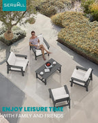 SERWALL Outdoor Patio Furniture Set, 5 Piece HDPE Patio Conversation Sets - Image 9
