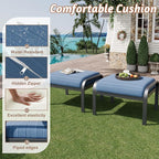HOMREST Metal Outdoor Ottoman, 2-Piece Aluminum Footstool w/Removable Cushion - Image 4