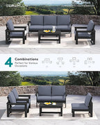 SERWALL HDPE Patio Conversation Set, 6-piece Sectional Outdoor Furniture Set - Image 8
