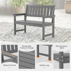 LUE BONA Outdoor Bench, 2-Person HDPS Garden Bench, Outdoor Benches Weatherproof - Image 4