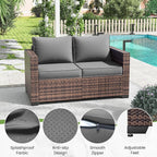 Amopatio Patio Loveseat, Outdoor Furniture 2-Seat Wicker Porch Furniture - Image 4