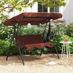 Porch Swing Outdoor, 3 Person Patio Swing w/Removable Cushion, Stand & - Image 3