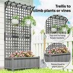 Outsunny Wood Planter with Trellis, Raised Garden Bed - Image 4
