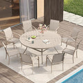 VICLLAX Patio Table and Chair Set of 8, All Weather Metal Round Outdoor Dining by HOME