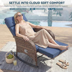 3 Pieces Zero Gravity Wicker Patio Rocking Recliner Chairs Set of 2 - Image 3