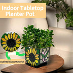 Stained Glass Sunflower Garden Planters, Indoor Plant Pots - Image 3