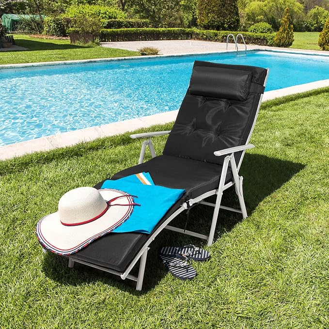 Giantex Chaise Lounge Chair for Outside, Pool Folding Reclining Beach Chair - Image 9