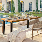 Devoko Home Acacia Wood Dining Table 6-Person Indoor Outdoor Table - Image 4