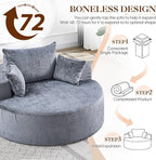 Oversized Round Chaise Longue Chair Indoor, Modern 55-inch Upholstered Chenille - Image 7