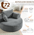 Oversized Round Chaise Longue Chair Indoor, Modern 55-inch Upholstered Corduroy - Image 7