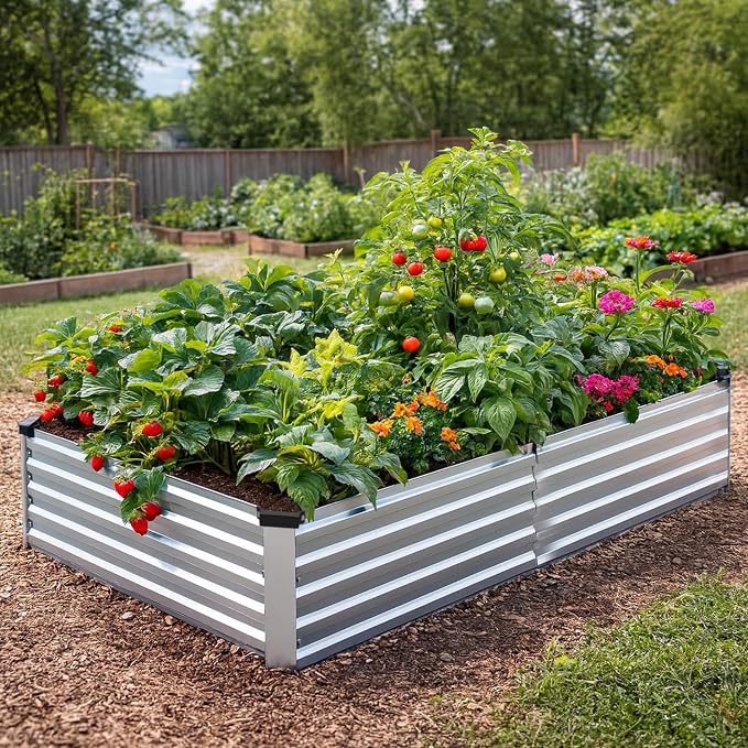 2 Pack 6x3x1FT Galvanized Metal Raised Garden Bed Kit - Image 6