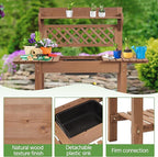 Yaheetech Potting Bench Table Outdoor Garden Horticulture Wooden Workstation - Image 3