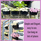 LaLaGreen Rail Planter Outdoor Plants Black Metal Iron Hanging Flower Pots Deck - Image 6