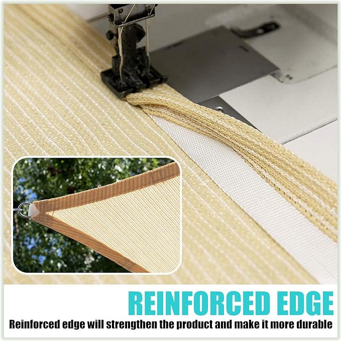Amgo Custom Size 12' x 19' x 22.5' Beige Right Triangle Sun Shade Sail Order to - Image 3