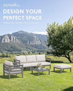 SERWALL HDPE Patio Furniture Set, 4 Pieces Outdoor Sectional Sofa Set, - Image 8