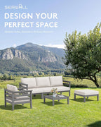 SERWALL HDPE Patio Furniture Set, 2 Pieces Outdoor Sectional Sofa Set, - Image 3