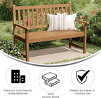 Flash Furniture Adele Commercial Indoor/Outdoor Acacia Wood Bench, 2-Person - Image 4