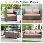 Amopatio Wicker Outdoor Sofa Single Armrest Chair 2 Pack, High Back Waterproof - Image 6