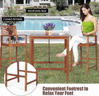 COSTWAY 3PCS Bar Table Set, Outdoor Acacia Wood Dining Set, Spacious Tabletop - Image 5