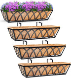 24in 4pcs Planter Box with Coco Liner, Rust-Resistant Metal Frame, Drainage Hole by LAWYAMAI