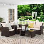 Wisteria Lane 4 Piece Patio Furniture Set, Wicker Outdoor Patio Conversation - Image 2