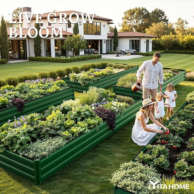 YITAHOME 12x4x1ft 2pcs Large Raised Garden Bed Kit, Galvanized Metal Planter Box - Image 3