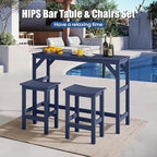 3Pcs HIPS Outdoor Patio Bar Set, All Weather HIPS Bar Table and Chairs Set - Image 3