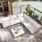 6 Piece Modern Outdoor Sectional Sofa, Weather-Resistant Metal Frame and by VredHom