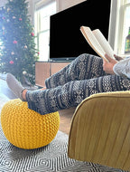 FRELISH DECOR Round Pouf Ottoman Hand Knitted 100% Cotton Pouf Foot Stool - Image 9