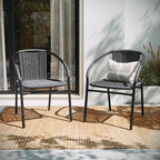 Flash Furniture Lila 2 Pack Gray Rattan Indoor-Outdoor Restaurant Stack Chair - Image 7