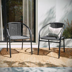 EMMA + OLIVER Set of 2 Modern Rattan Indoor/Outdoor Stack Chairs, Stacking - Image 6