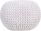 BIRDROCK HOME Round Pouf Ottoman | Cotton Braided Foot Stool - Image 4