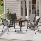 Patio Chairs Set of 4, Stackable Outdoor Dining Chairs - Image 2