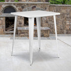 EMMA + OLIVER Commercial Grade 31.5" Square White Metal Indoor-Outdoor Bar by EMMAOLIVER