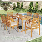 Tangkula 7 Piece Patio Acacia Wood Dining Set - Image 2