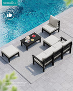 SERWALL 3 Pieces Patio Conversation Set, All-Weather HDPE Outdoor Sofas - Image 9